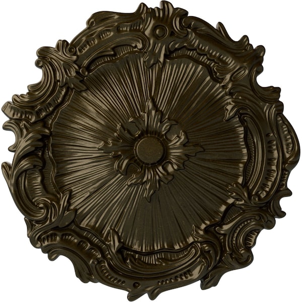 Ekena Millwork Plymouth Ceiling Medallion (Fits Canopies up to 1 5/8"), Hnd-Painted Green Gold, 16 3/4"OD x 1 3/8"P CM16PLGGS - main